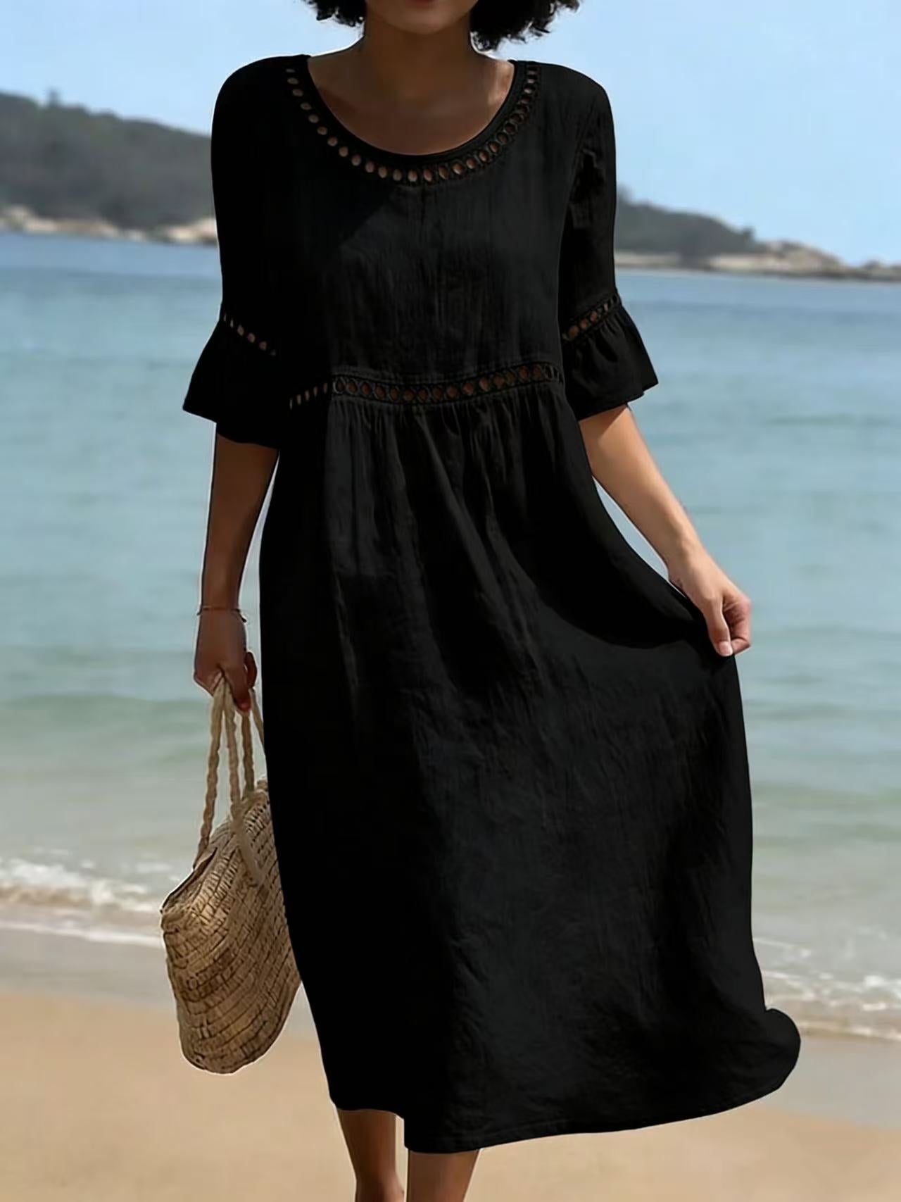 Lyra | Vestido elegante e informal de manga media y cuello redondo para mujer