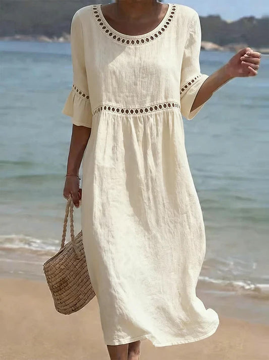 Lyra | Vestido elegante e informal de manga media y cuello redondo para mujer