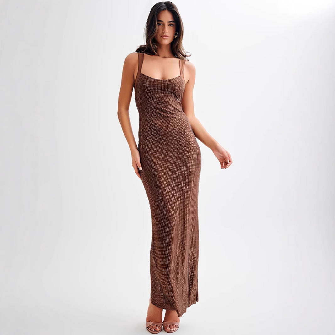 Amira | Vestido sexy sin tirantes con pedreras