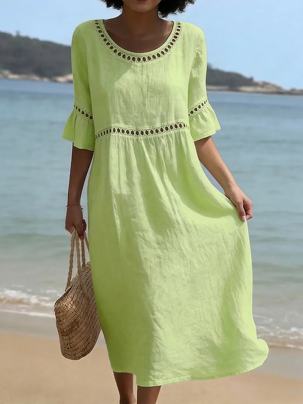 Lyra | Vestido elegante e informal de manga media y cuello redondo para mujer