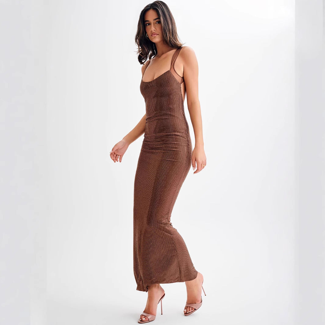 Amira | Vestido sexy sin tirantes con pedreras