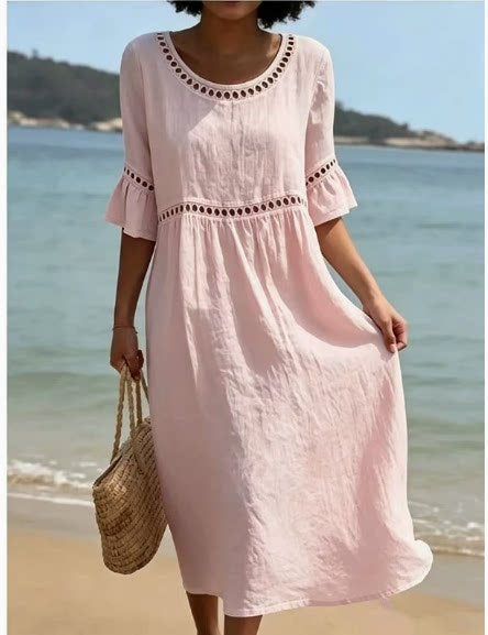 Lyra | Vestido elegante e informal de manga media y cuello redondo para mujer