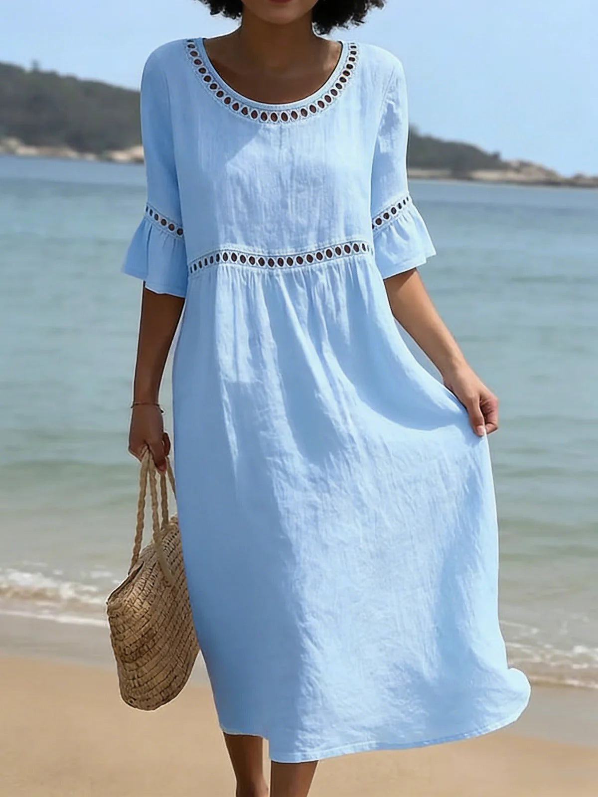 Lyra | Vestido elegante e informal de manga media y cuello redondo para mujer
